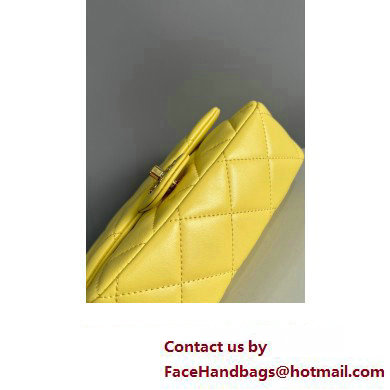 Chanel Lambskin, Resin  &  Gold-Tone Metal Small Flap Bag with Top Handle AS4848 Yellow 2024